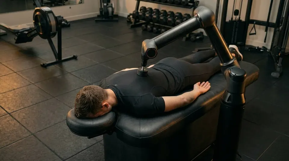 A member mid-session on the Self table on a premium club floor