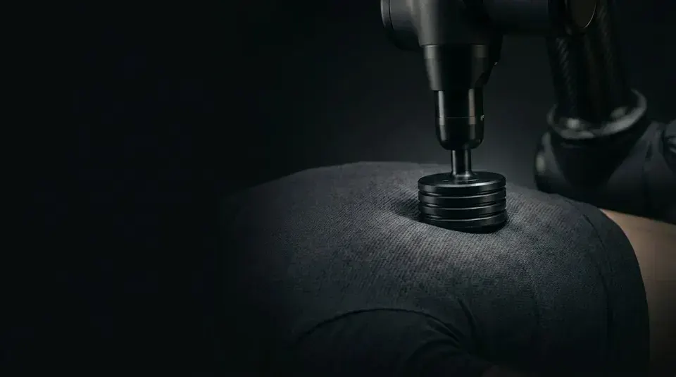 The Self percussion head applying pressure to a member's upper back